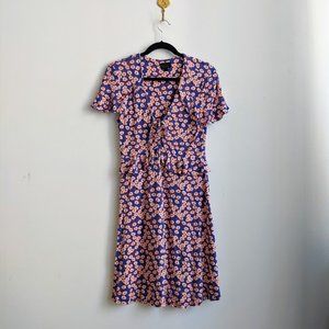 TopShop Floral Ruffle Sleeve Dress Sz 6